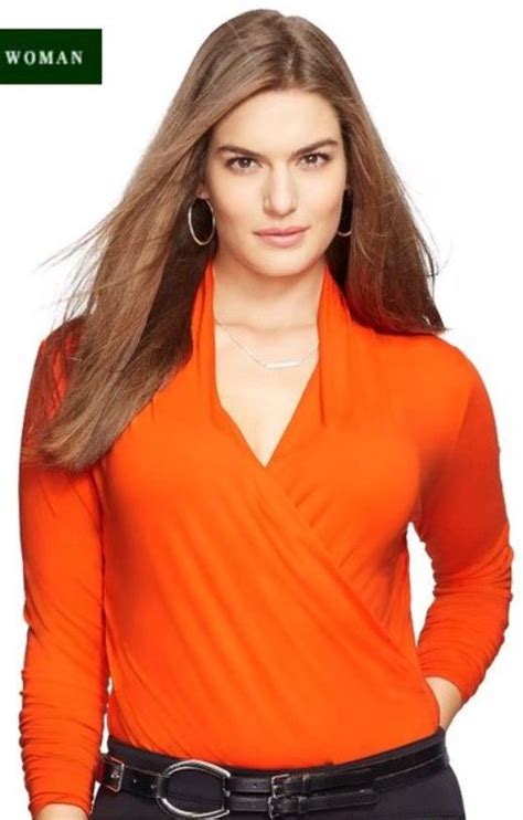 Ralph Lauren - Jersey Surplice Top - Orange | Tops, Shopping outfit, Clothes