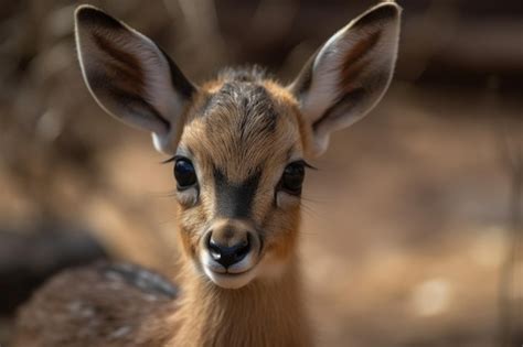 Premium AI Image | A baby deer with black eyes and a black nose looks ...