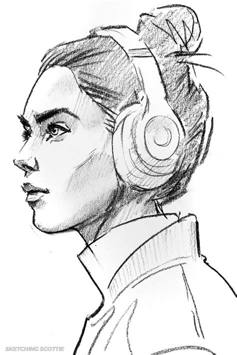 Drawing a girl wearing headphones in 2021 | Headphones art, Headphones drawing, Drawings