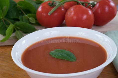 Tomato Soup on Table with Ingredients Stock Image - Image of appetizer, healthy: 92184691