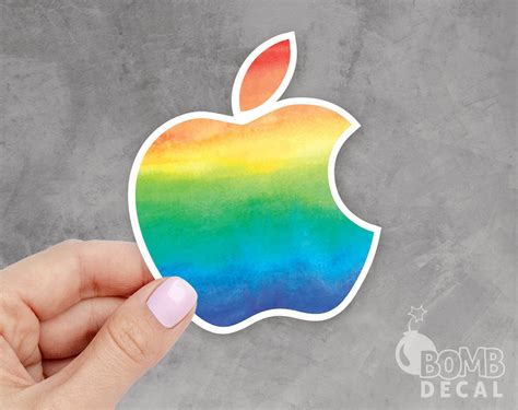 Apple Logo Sticker Apple Sticker Logo Sticker Apple Rainbow | Etsy