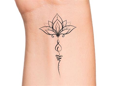 Lotus Unalome Temporary Tattoo / Small Lotus Tattoo / Floral Tattoo / Flower Tattoo / Small ...