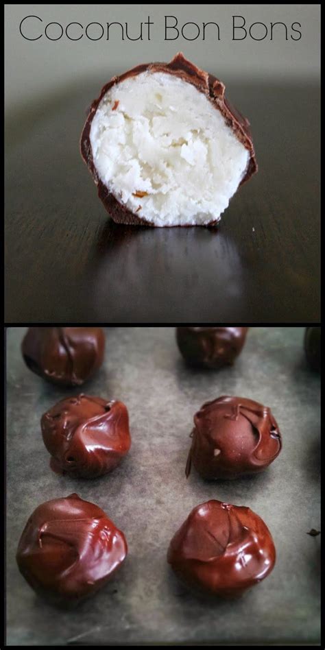 coconut bon bons with chocolate in the middle, and on top of each other