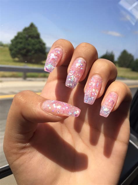 Sparkle nails🤩 glitter flakes acrylic nails😍😍 | Sparkle acrylic nails, Clear glitter nails ...