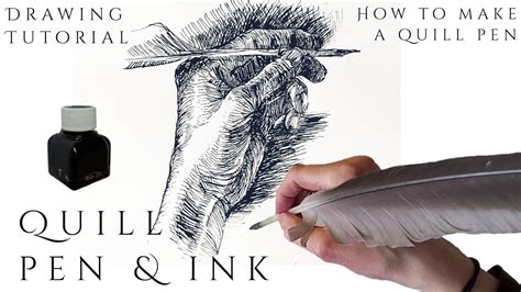 Quill pen-and-ink drawing tutorial/ Hand study in ink/ How to make a ...