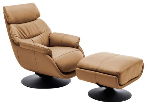 Calcutta Modern Top Grain Leather Ergonomic Rocking Chair & Ottoman Set ...