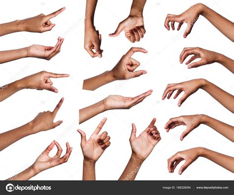 Set of various hand gestures isolated on white — Stock Photo © Milkos ...