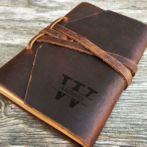 Monogrammed Leather Journal Notebook, Personalized Leather Sketchbook, Travel Journal Diary ...