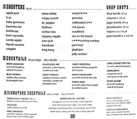 The Hastings Warehouse Menu, Menu for The Hastings Warehouse, Gastown, Vancouver - Urbanspoon/Zomato