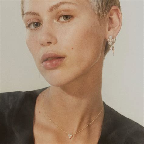 Earring ECELIA gold pink/white pearl • Line&Jo