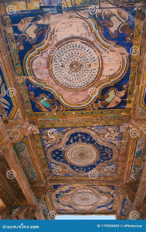 Paintings On The Ceiling, Nandi Mandapa, Brihadisvara Temple, Tanjore, Tamil Nadu Royalty-Free ...