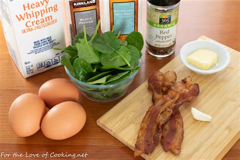 Coddled Eggs with Spinach and Bacon | For the Love of Cooking