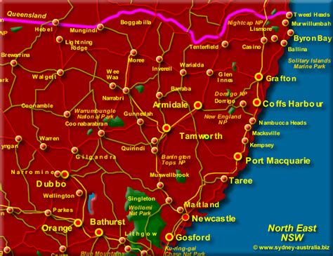 North East Coast of NSW Map