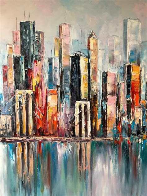 Large New York City Abstract Painting Urban Cityscape - Etsy Canada