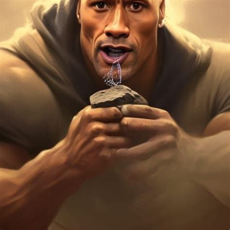 Dwayne "The Rock" Johnson eating a rock - AI Generated Artwork ...