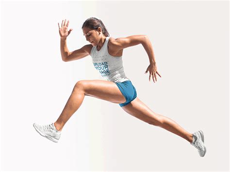 Track and Field Uniforms - Girl Jumping Against Solid Backdrop by Placeit on Dribbble