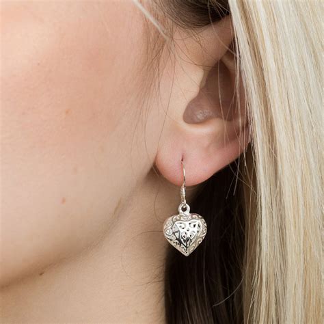 Dangle Drop Earrings for Women Heart Shaped Silver Plated-in Drop Earrings from Jewelry ...