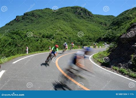 Cycling Race on the Mountain Road Stock Photo - Image of bicycle, curve ...