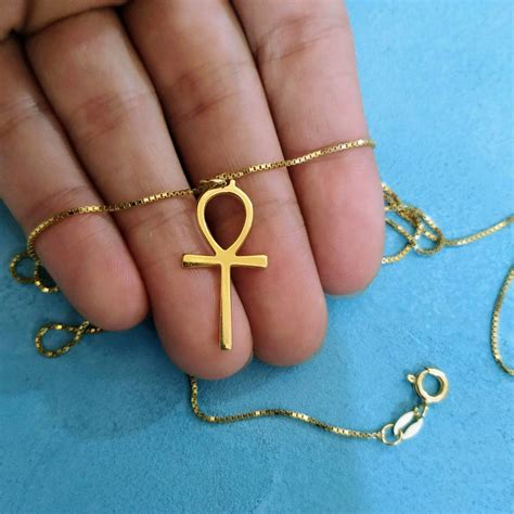 14k Solid Gold Ankh Necklace Ankh Symbol Ankh Pendant | Etsy Israel