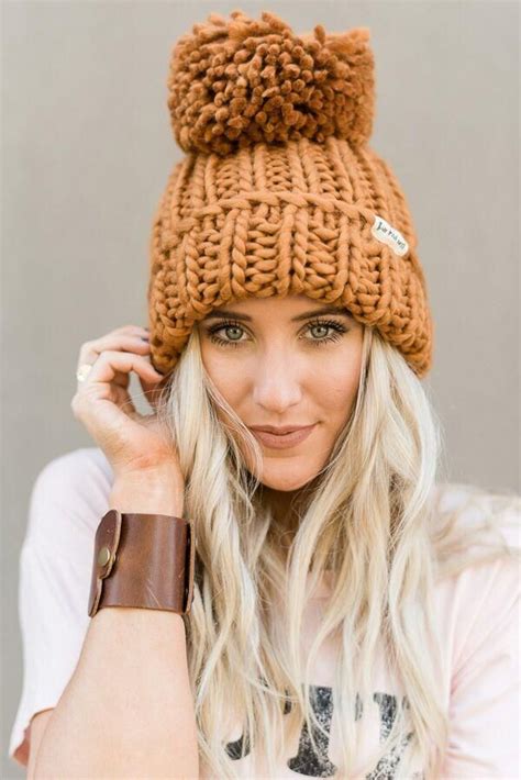 Desert Cozy Pom-Pom Chunky Beanie - Copper | Three Bird Nest | Chunky beanie, Chunky knit hat ...