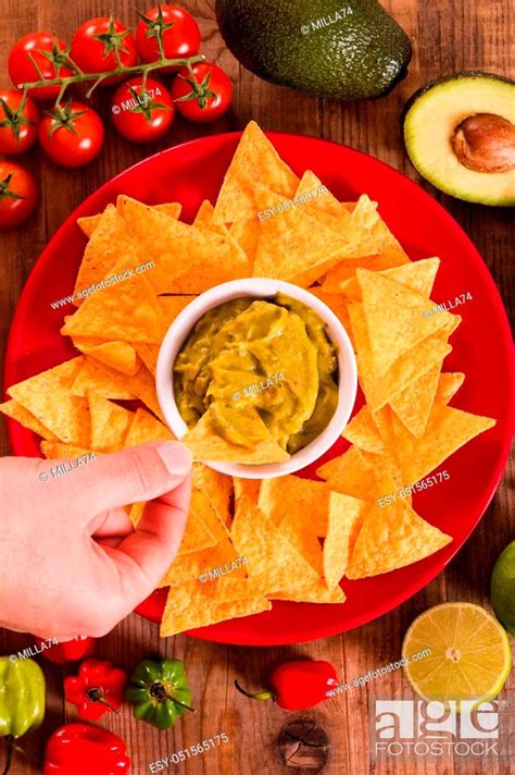 Guacamole and nacho chips, Stock Photo, Picture And Low Budget Royalty ...