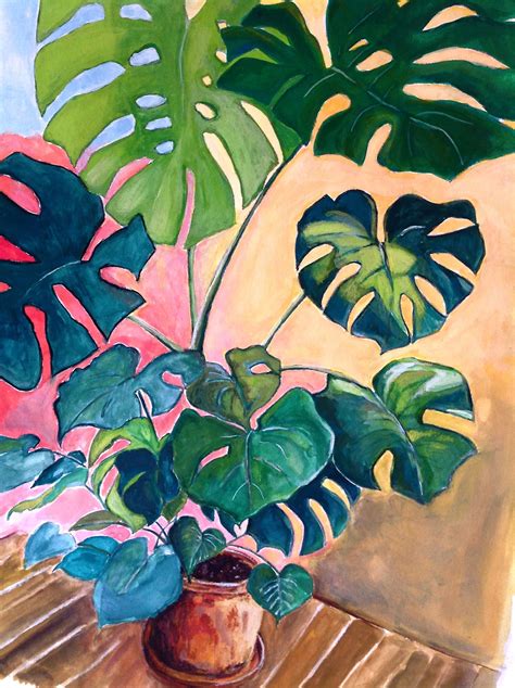 Monstera - Split Leaf Philodendron House plant | Painting, Plant art, Botanical painting