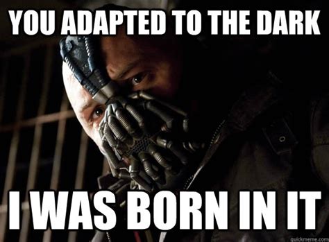 You adapted to the dark I was born in it - Bane I was born in it ...