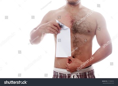 Man Waxing His Chest Depilate Hair Stock Photo 211993012 | Shutterstock