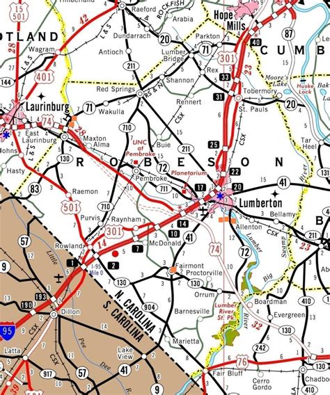 Highway Map of Robeson County's Title V Facilities, North Carolina - 21st Century North Carolina ...