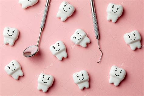 Healthy white teeth are smiling on pink background and dentist tools mirror, hoo , #AD, #smiling ...