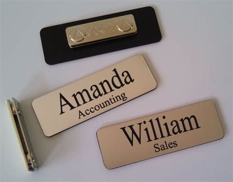 Custom Employee Name Tag smth Silver w Corner Rounds & magnet attachment 1" x 3" #CustomEngraved ...