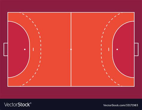 Field for handball orange outline lines Royalty Free Vector