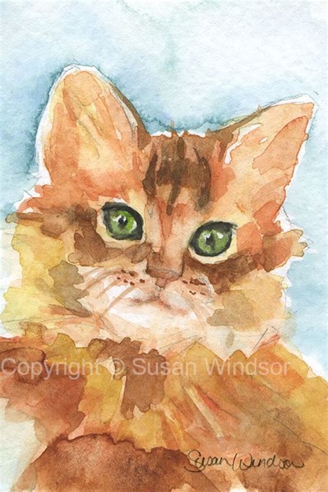 Orange Tabby Cat Watercolor Painting 4 X 6 Giclee Print - Etsy