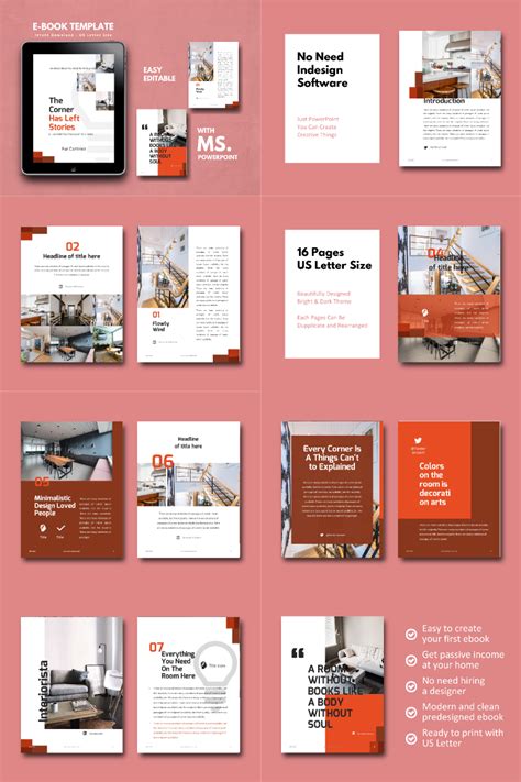 Interior eBook Presentation PowerPoint template | Ebook template design ...