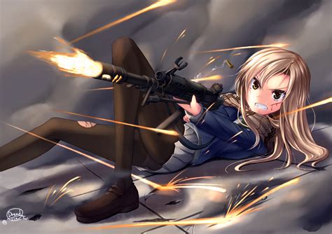 blonde hair blood dreadtie gun long hair original pantyhose seifuku ...