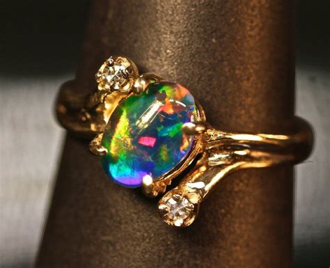 Beautiful Opal and Diamond Engagement Ring. Natural AAA Grade | Etsy | Opal jewerly, Gems ...