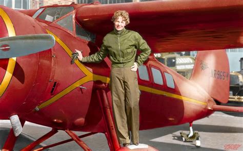 [Colorized] Amelia Earhart and her Lockheed Vega 5b. In honor of his ...