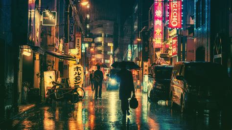 Japanese Rain Street Wallpapers - Top Free Japanese Rain Street Backgrounds - WallpaperAccess