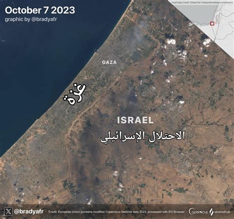 Satellite images right above the Gaza border show the ongoing battle ...