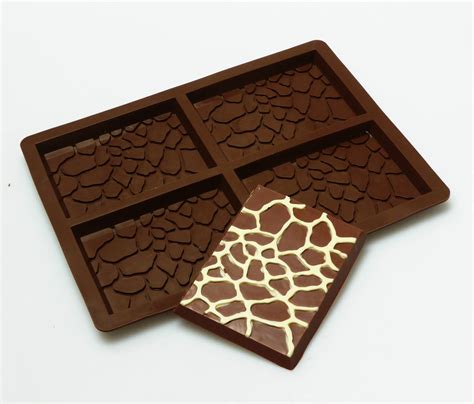 4 cell Giraffe Print / Animal Skin Chocolate Bar Silicone Mould - N040 ...