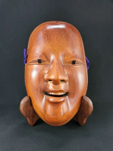 ANTIQUE JAPANESE WOODEN KAGURA Mask Noh Mask KO-OMOTE Girl's face mask $199.00 - PicClick