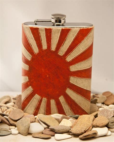 flask 8 oz, Distressed Leather, Rising Sun Flag. via Etsy. | Flask, Rising sun flag ...