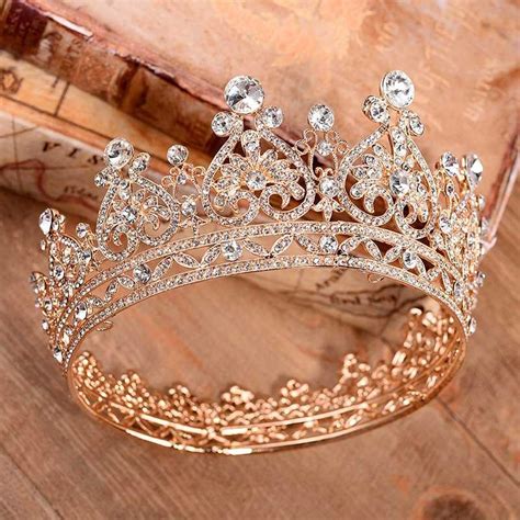 BEPHORA Handmade Princess Jewelry Large Full Circle Rhinestones Queen Pageant Crown Bridal Hair ...