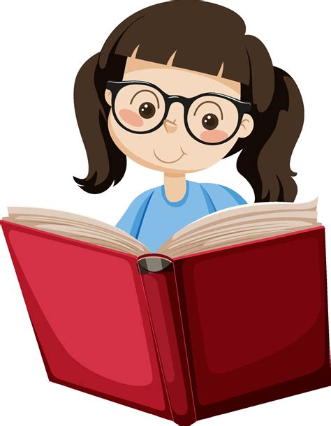 A girl reading book in cartoon style 19864068 Vector Art at Vecteezy