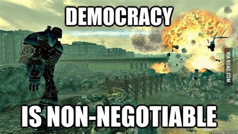 Democracy is non-negotiable! I love Liberty Prime lol Fallout Meme, Fallout Posters, Fallout Art ...