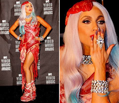 Lady Gaga's meat gown goes on display