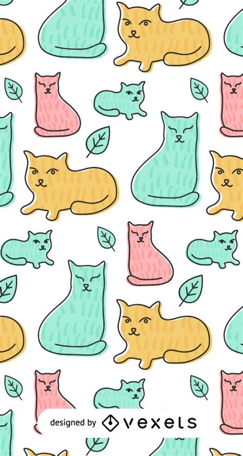 Cute Flat Cats Pattern Design