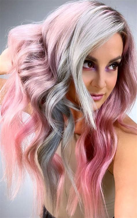 34 Pink Hair Colours That Gives Playful Vibe : Silver & Pink