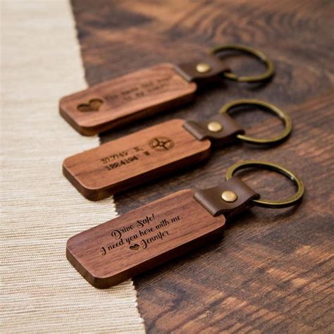 Wood Keychain Engraved Key Chain for Birthday Anniversary, Custom Key Ring, New Home Gift ...