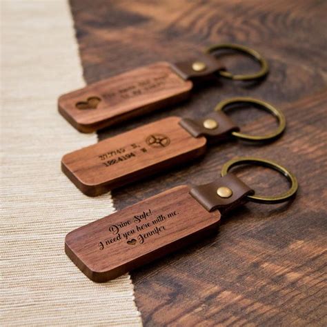 Wood Keychain Engraved Key Chain for Birthday Anniversary, Custom Key ...